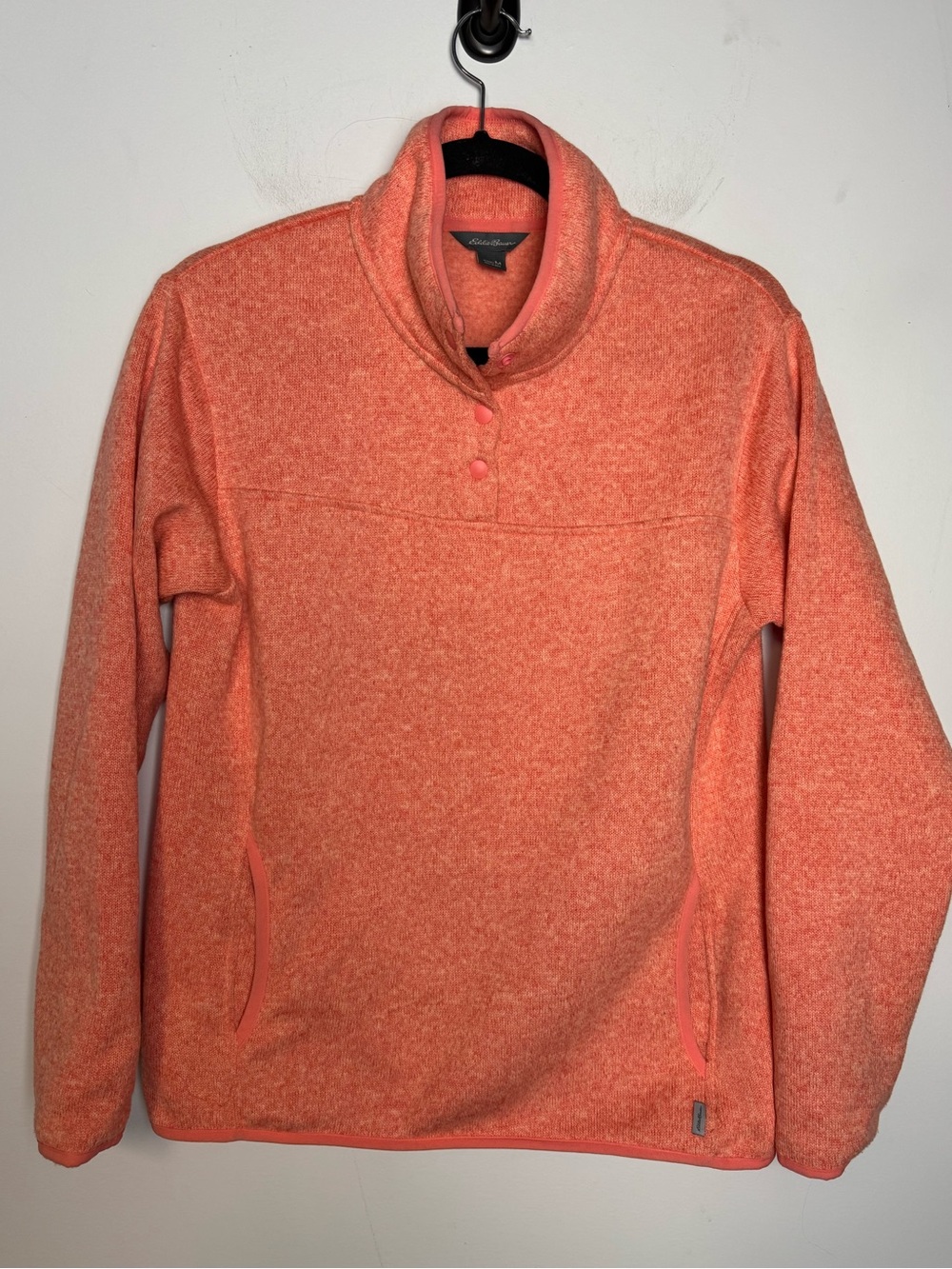 Eddie Bauer Pullover Snap Fleece Bright Coral Orange
